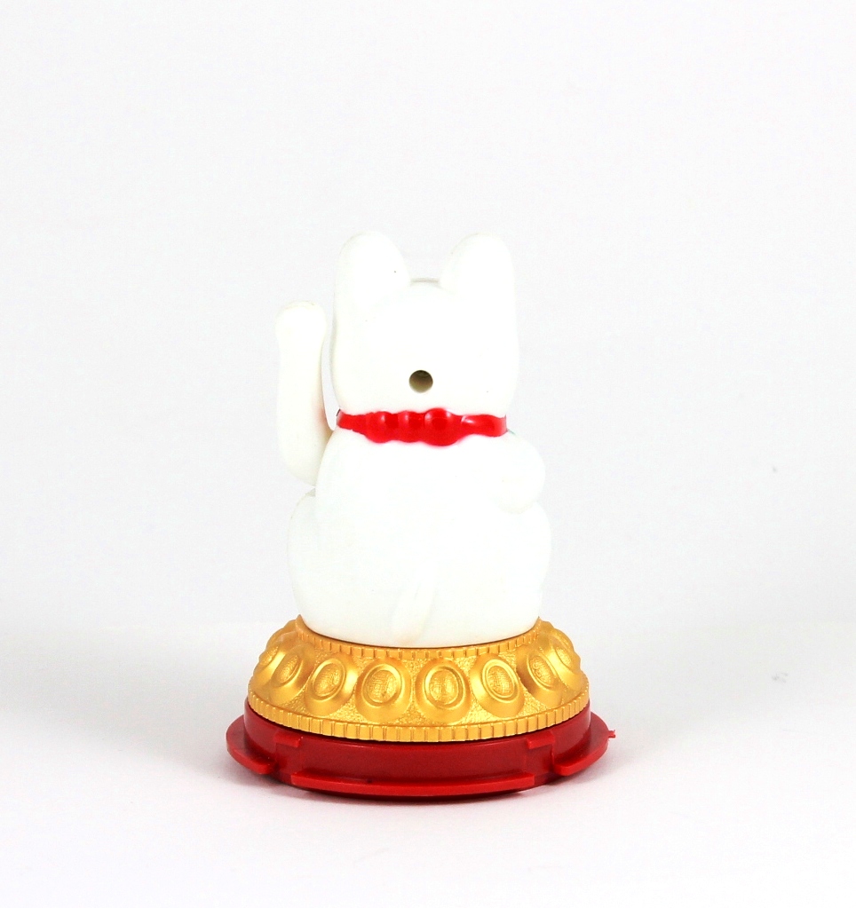 4.5" Solar Maneki Meko Waving Cat (White)